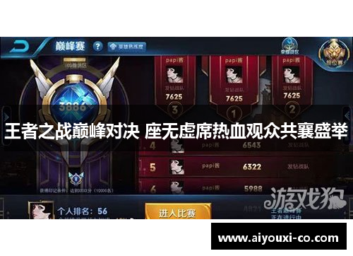 王者之战巅峰对决 座无虚席热血观众共襄盛举
